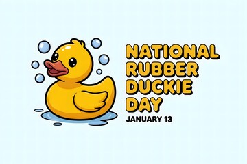 A Cheerful Cartoon Rubber Duck Illustration Celebrating National Rubber Duckie Day