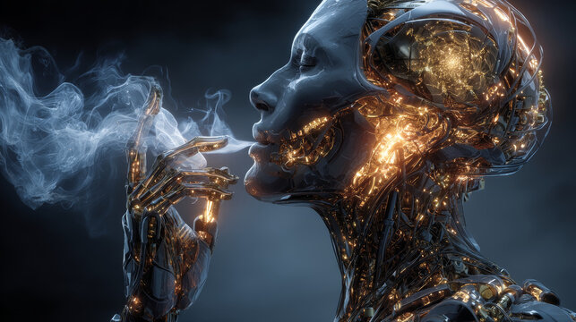 Disintegrating DNA and turning into smoke. Pollution impact on health. Smokers DNA destroyed  3d rendering