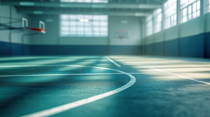 Basketball court interior with light