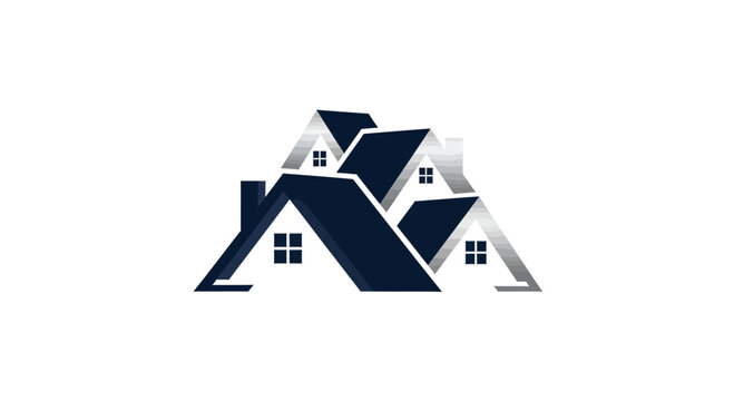 Abstract Geometric Illustration of Residential Roofs and Modern Real Estate Concept Design