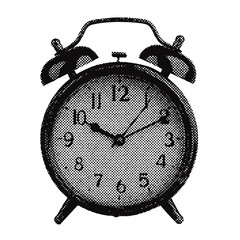 Back to school alarm clock halftone grunge vector design element