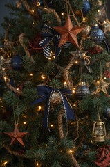 Christmas tree with star ornament and rope decoration