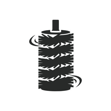 Industrial rotating roller brush icon representing cleaning technology and equipment