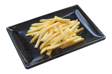 Crispy Golden French Fries on a Sleek Black Plate