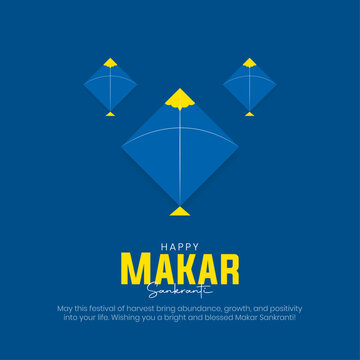 Happy Makar Sankranti Post and Greeting Card Design. Indian Festival Makar Sankranti Poster Vector Illustration