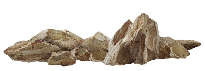 Cluster of rugged natural rocks with textured surfaces and earthy tones, showcasing a raw geological formation.