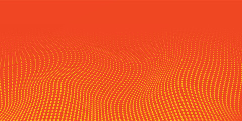 Orange halftone dots, abstract pattern with dark and bright gradient background. digital technology style wall texture ,cartoon or pop art elements, summer banner or comic.