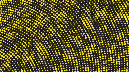 Abstract Halftone Dot Wave Pattern with Yellow Circular Shapes on Black Seamless Design for Modern Trendy Background and Graphic Layout