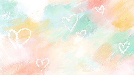 Soft pastel watercolor background evokes spring love hearts gentle warmth ideal for Valentine’s Day Mother’s Day