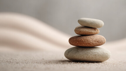 Balanced stones symbolize tranquility and mindfulness, perfect for breathwork session that promotes inner peace and relaxation