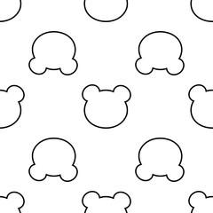 Seamless pattern with a bear head. Linear teddy bear head on a white background. Vector image.