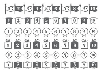 手描きの数字のアイコンイラスト　