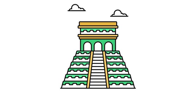 Ancient Mayan pyramid in Mexico, ready to use icon of chichen itza in mexico