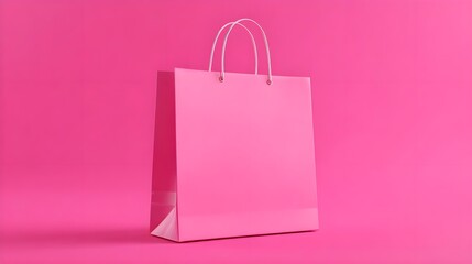 Hot girlish pink shopping bag isolated on pink background