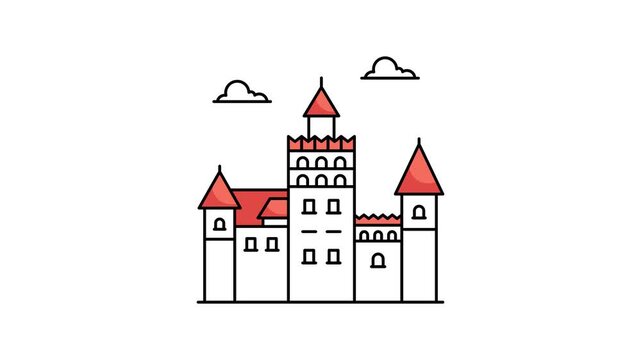 Historic castle in Romania, bran castle vector design in trendy style