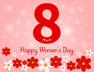 8 March Women's Day Floral Greeting Card