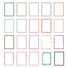Frame shape icon, vertical rectangle decorative vintage border doodle element for simple banner design in vector illustration