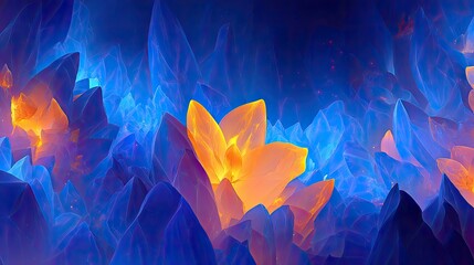 Abstract Glowing Crystal Mountains