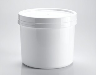 White cylindrical container with lid, simple, clean view