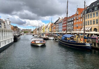 Nyhavn harbor with colorful buildings in Copenhagen, Denmark.