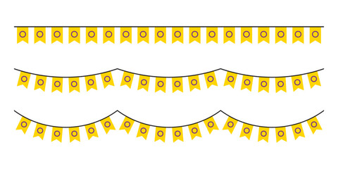 Seamless yellow with purple circle as intersex flag party bunting. LGBTQI concept. Flat design illustration.