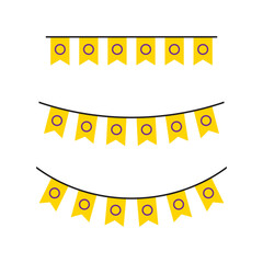 Seamless yellow with purple circle as intersex flag party bunting. LGBTQI concept. Flat design illustration.