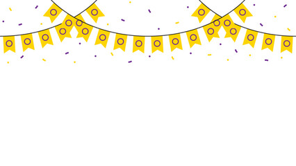 Seamless yellow with purple circle as intersex flag party bunting. LGBTQI concept. Flat design illustration.