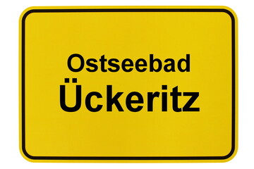 Illustration eines Ortsschildes der Gemeinde Ückeritz auf der Ostseeinsel Usedom in Mecklenburg-Vorpommern	