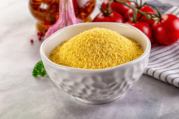 Vegan cuisine - raw dry couscous