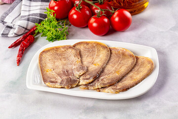 Boiled beef tomgue slices appetizer