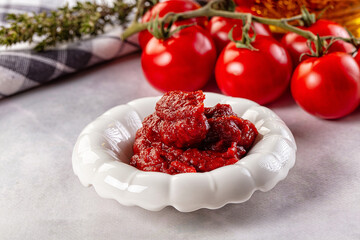 Red organic fresh tomato paste