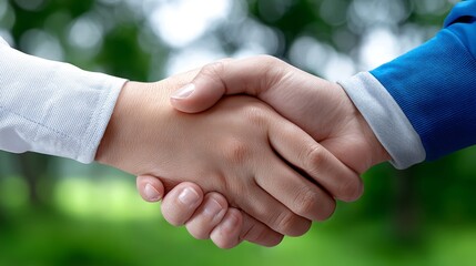 Golf Ball, Executive, Meeting, Trust and Collaboration in Action: Blurred Golf Swing with Focused Handshake, Copy Space for Text