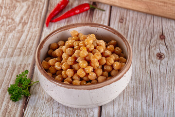 Boiled chickpea beans in the bowl