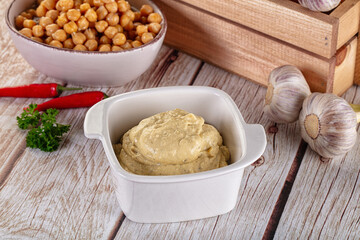 Natural organic homemade chickpea hummus
