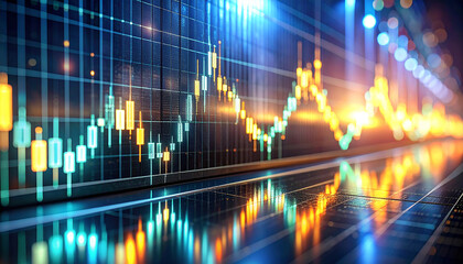 Financial Market Graph in Business: A dynamic financial graph depicts the fluctuating trends and performance metrics of the stock market.