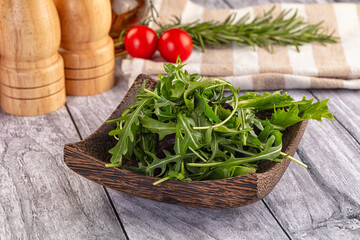 Fresh green ruccola salad leaves