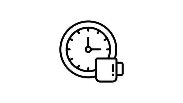 A cup of coffee with clock showing concept of coffee time animated icon