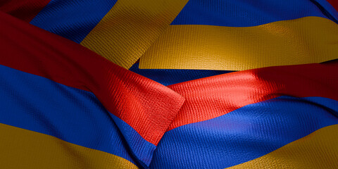 Armenia flag of silk-3D illustration. 3d render.
