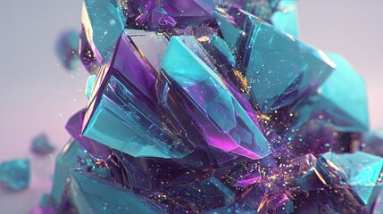 Abstract Colorful Crystal Cluster Geometric Design