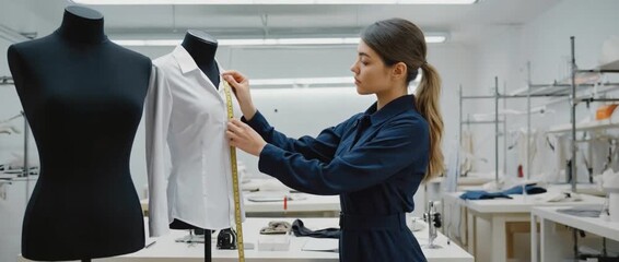 Artisan Crafting Elegance: A skilled artisan meticulously measures fabric on a mannequin, demonstrating the meticulous craftsmanship behind bespoke tailoring.