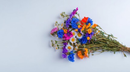 Colorful Flower Bouquet Against White Background