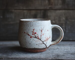 Handmade Ceramic Mug with Floral Design