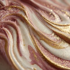 Abstract Marbled Design With Pink White And Gold Glitter