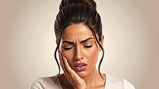 Woman Experiencing Pain, Animated Series Of Expressions Showing Discomfort And Suffering