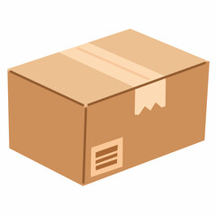 Cardboard Shipping Box in Flat Illustration Style for Branding Assets