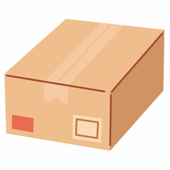 Cardboard Parcel Box in Flat Illustration Style for Logistics Assets