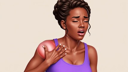 Woman Experiencing Shoulder Pain and Discomfort: A Visual Depiction of Ailment