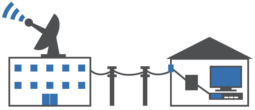 ケーブルテレビ会社から自宅のテレビにつながる簡単なケーブルテレビについてのイメージ素材