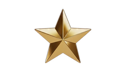Fototapeta premium A Single Golden Five Pointed Star Symbol Isolated on a Transparent Background with Subtle Highlights Reflecting Light Across its Metallic Surface