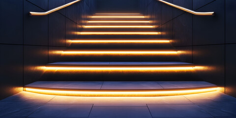 Elegant Staircase Illuminated with Motion Sensor LED Lighting